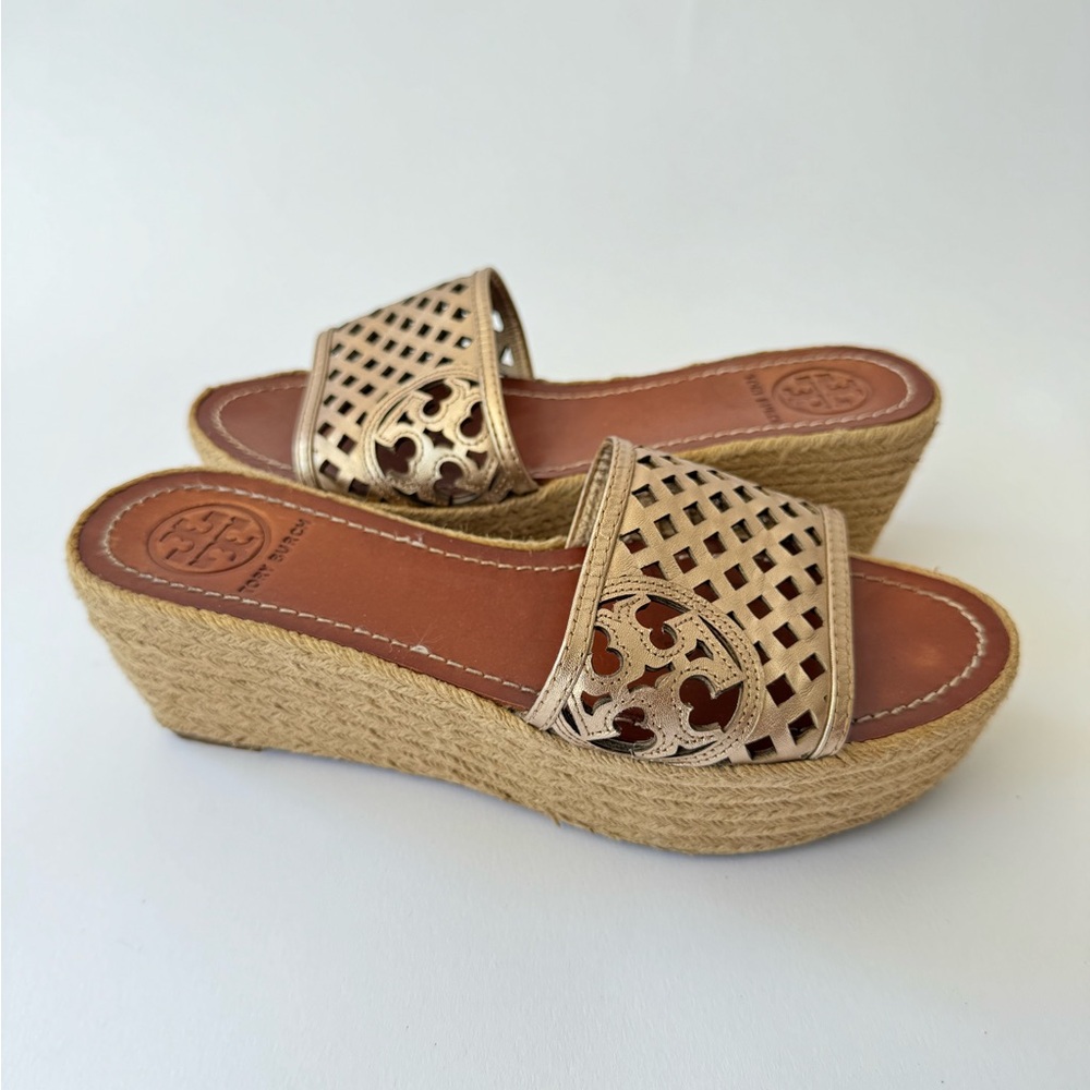 Tory Burch Beige Wedge Sandals